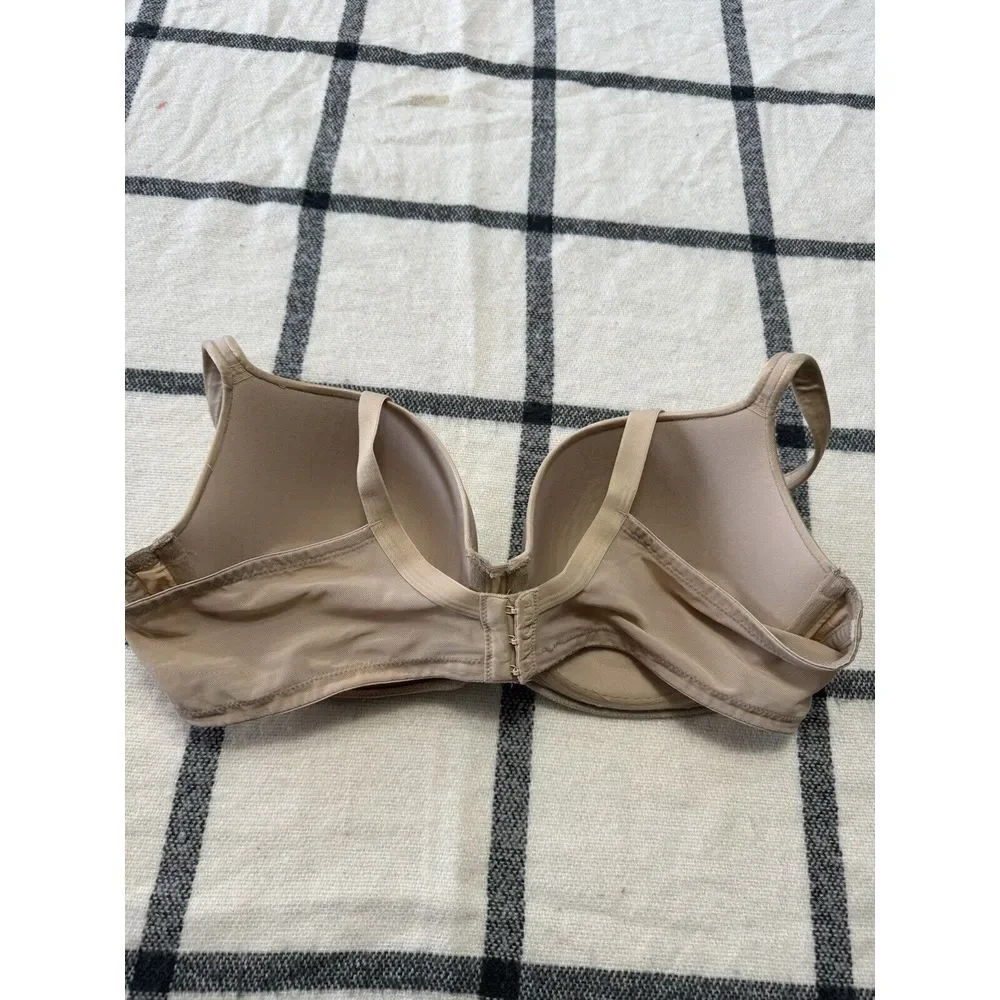 Cacique 40D Balconette Bra‎ Women Beige Underwire Lightly Padded Mesh Wings
